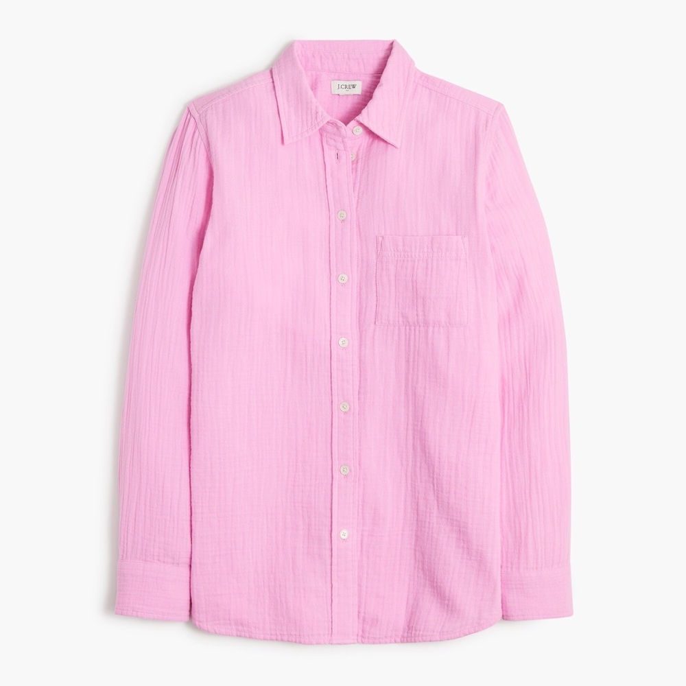J.Crew Women's Pink Button-Up Shirt Classic Fit 100% Cotton - Size 10